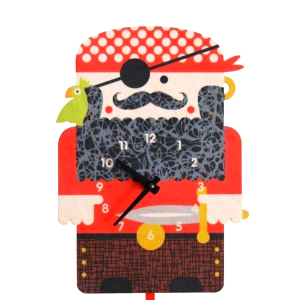 NIB Modern Moose Pirate Wooden Wall Clock